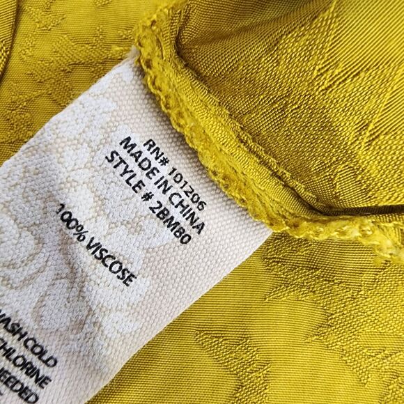 Soft Surrounding Top Blouse Women Medium Suranya Satin Gold Long Sleeve Jacquard - Picture 10 of 10